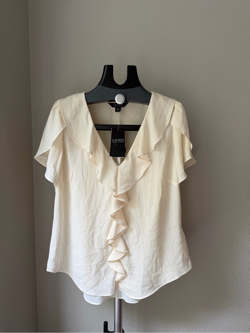 Lauren Ralph Lauren Women's Ruffle-Trim Georgette Blouse M - Picture 2 of 8
